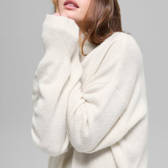 Alo Yoga Cashmere New Class Turtleneck Sweater Ivory - Picture 2 of 4